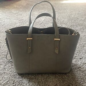 Antik Kraft gray leather satchel with removable insert